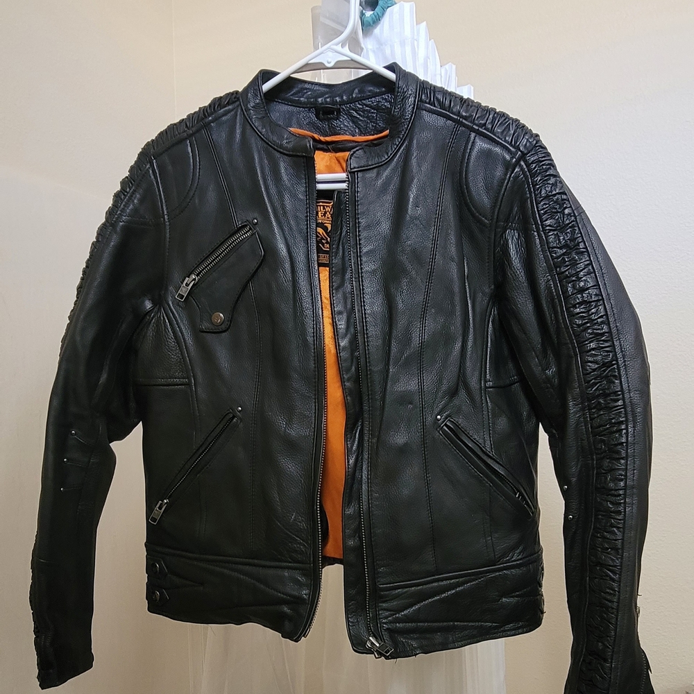 Black Bomber Jacket with Quilted Sleeves and Vintage Finish